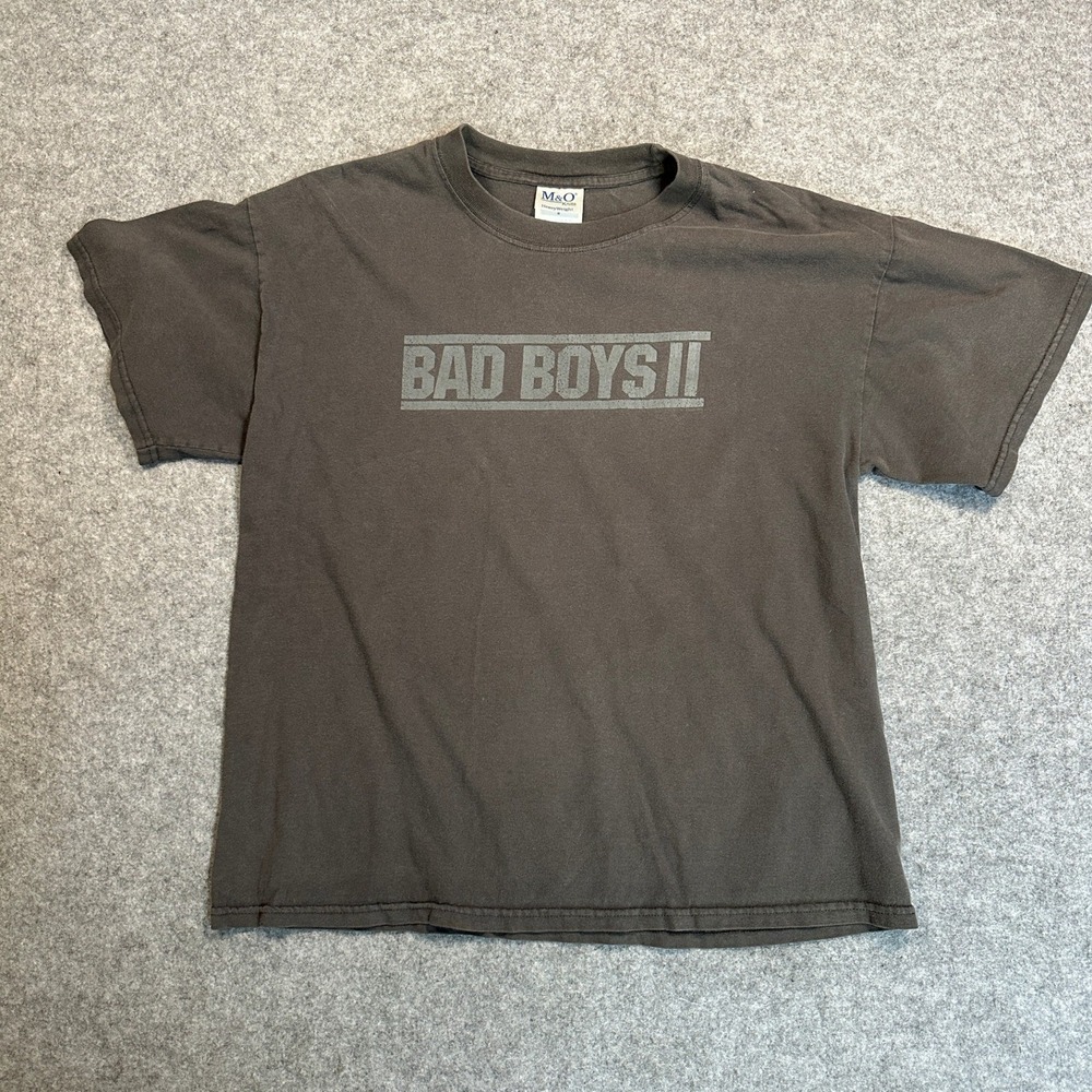 M&O Knits Bad Boys II Movie Promo T-Shirt Large Faded Black Graphic Cotton